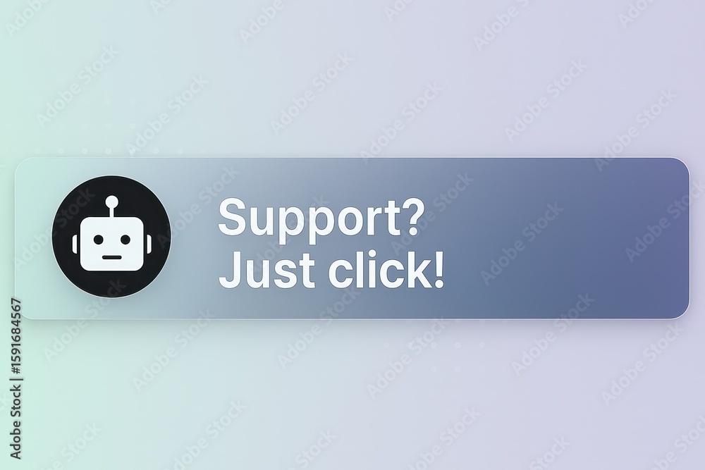 Obraz premium A futuristic interface displays a user-friendly call to action, inviting engagement with a support bot. Clean design and informative text convey immediate assistance. customer support service