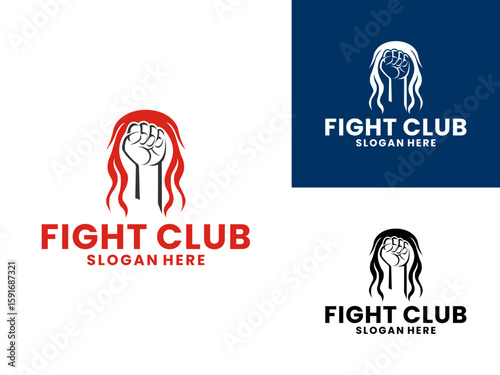 Fight Club logo design vector. Hit Hand with Fire logo design icon template