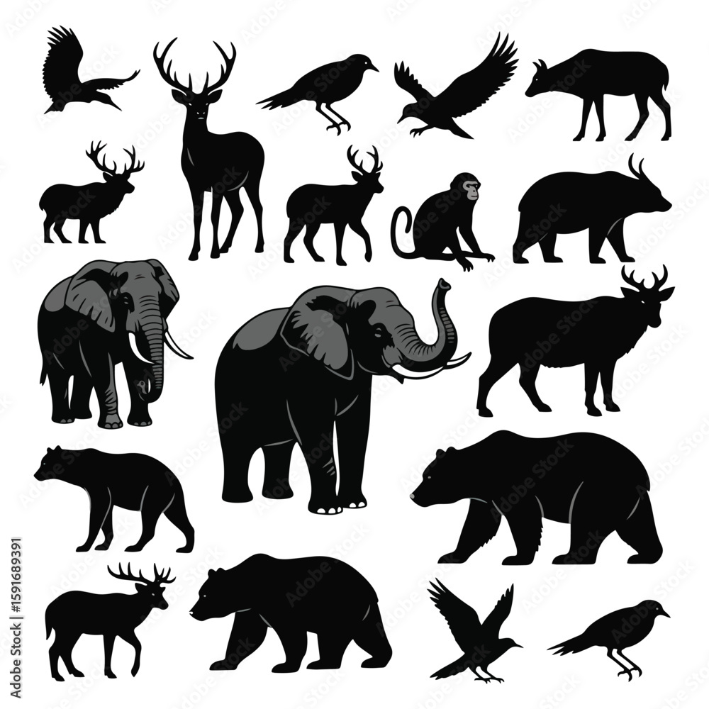 Naklejka premium Animal silhouette vector pack