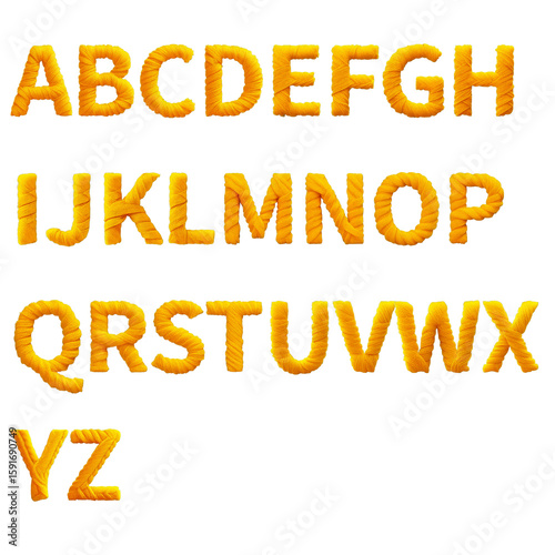 Embroidered golden alphabet