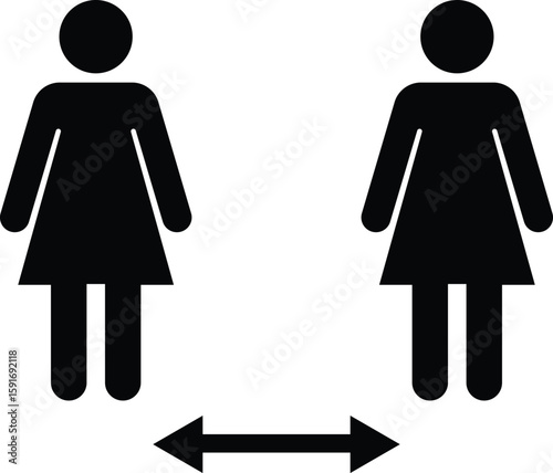 Social distancing icon isolated on white background. Social Distancing and Self Quarantine. Quarantine measures sign.  

