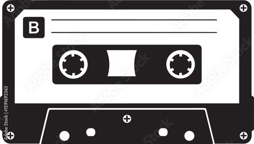 A classic audio cassette tape vector silhouette trending on Adobe Stock and microstock marketplaces