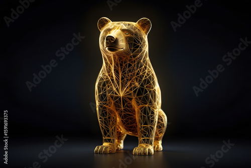 Illustration of a golden glowing bear standing in the dark.