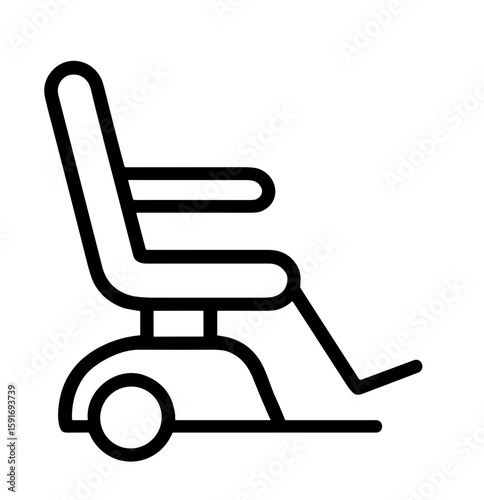 Accessible living chair icon in minimalist style, black outline  