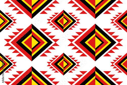 Geometric pattern with black and red triangles abstract design repeating shapes sharp angles on white background