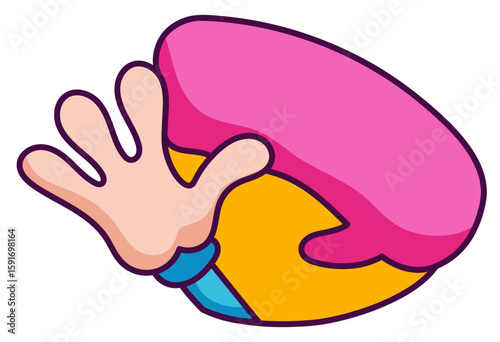 Cartoon Character Arm and Hand Illustration with Vibrant Colors, Presenting Fun