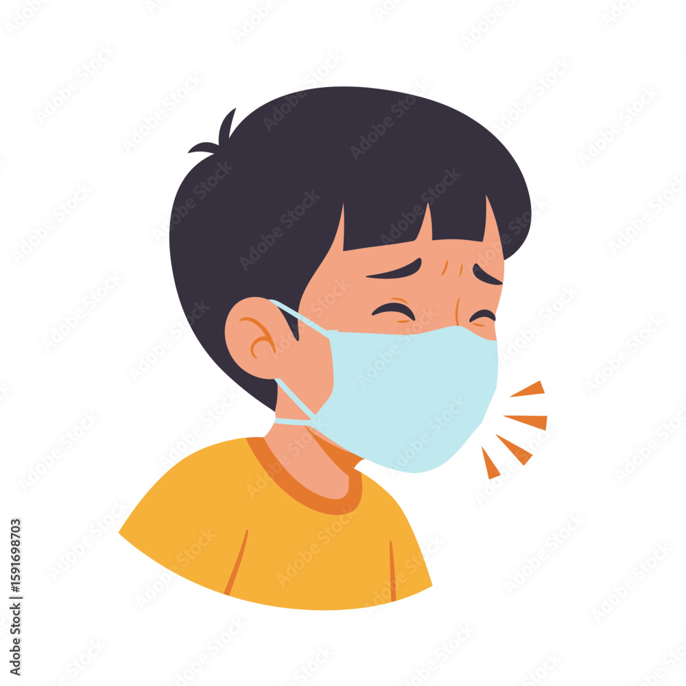 child with masker health icon 