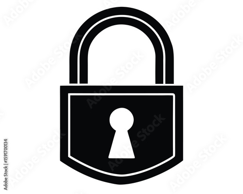 A black padlock is isolated on white background Ai Generated