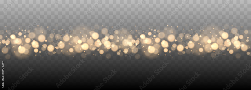 Gold bokeh lights isolated. Vector background with gold sparkles	