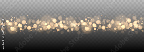 Gold bokeh lights isolated. Vector background with gold sparkles	