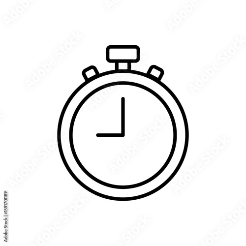 Adobe Illustrator ArtworkStopwatch Black Outline Icon. Black and White Stopwatch Symbol