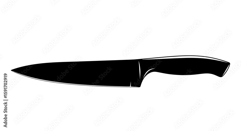 Obraz premium Silhouette of a large, sharp kitchen knife, ready for food preparation.