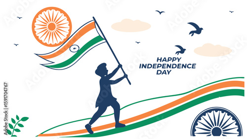 Child carrying indian flag independence day