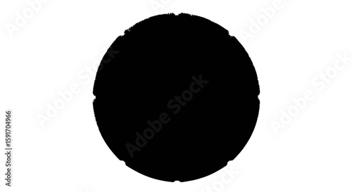 Solid black circle with a segmented, decorative outer edge.
