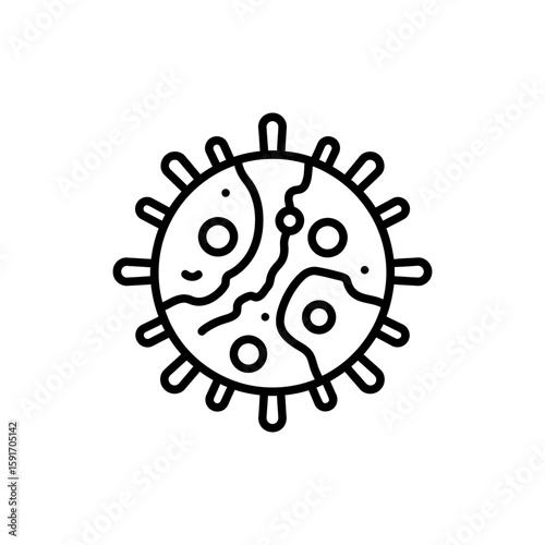 Outline symbol of a flu virus with segmented genome for virology concepts