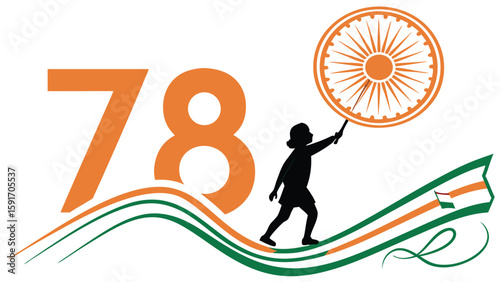 Child reaches for indian emblem graphic
