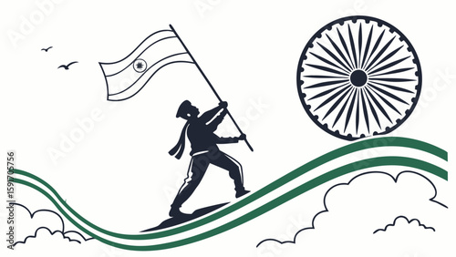 Flag bearer silhouette graphic design