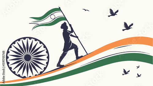 Flag carrier silhouette artistic illustration