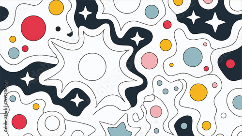 Abstract shapes and circles background black
