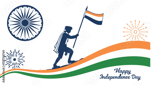 Independence day flag bearer silhouette graphic