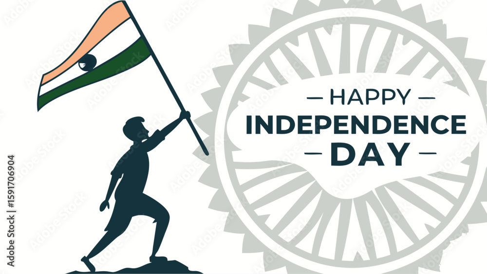 Fototapeta premium Independence day illustration silhouette person flag