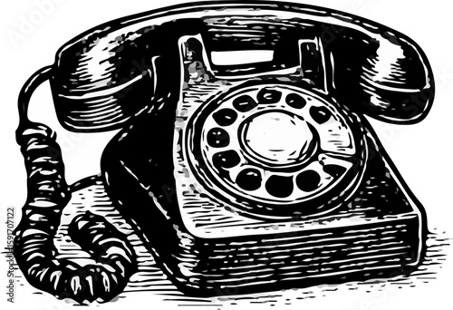 Classic rotary telephone with circular dial and receiver—perfect for nostalgic themes and retro communication aesthetics