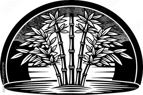 Red Gradient Lucky Bamboo vector illustration