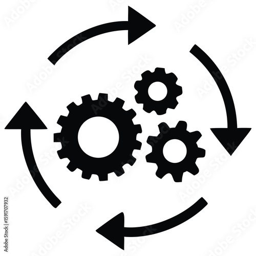 Gears Arrows Vector Illustration Technology Innovation Process Cycle