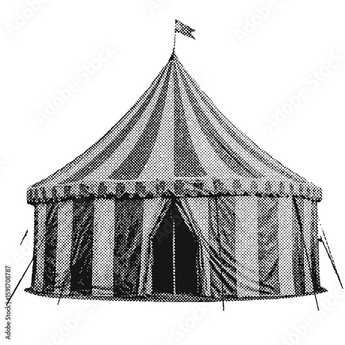 Circus big top tent halftone grunge vector design element