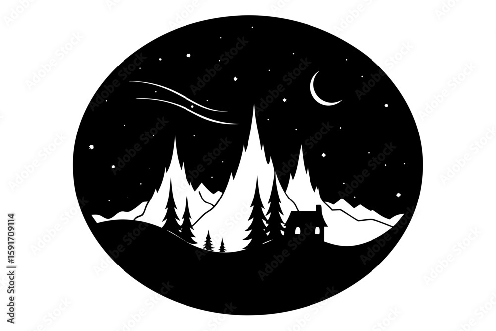 Northern Lights in Spooky Halloween Palette vector illustration Northern Lights in Spooky Halloween Palette vector illustration