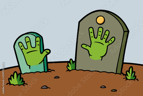 Zombie Hands Emerging from the Grave vector illustration