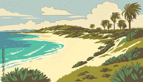 tropical beach with palm trees