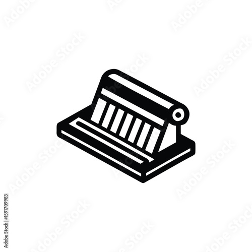 Vector art of a black and white icon of a hole puncher
