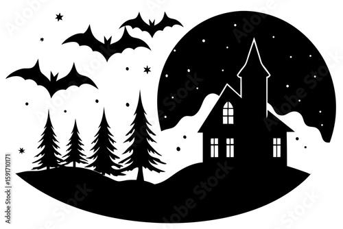 Spooky Northern Lights Halloween Palette vector illustration