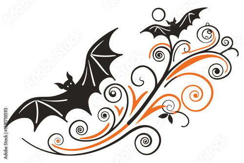 Black and Orange Abstract Halloween Shapes vector illustration