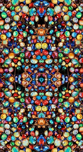 Vibrant Kaleidoscope of Sparkling Gems and Jewels Creates an Abstract Pattern Design