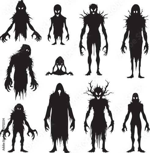 A chilling vector EPS set for horror, Halloween, and dark fantasy themes.