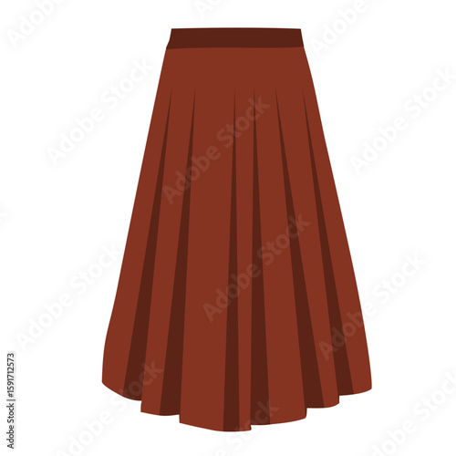 Brown Long Skirt – Flat Vector Autumn Outfit