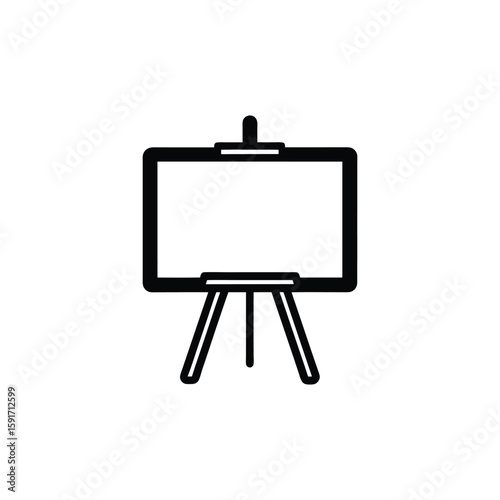Vector art of a simple black and white icon of an artists easel