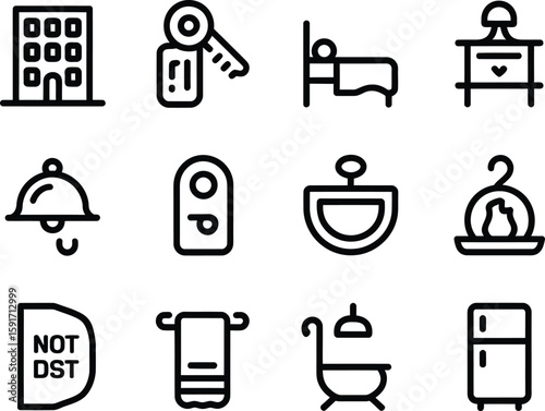 Hotel Amenities Icons Set