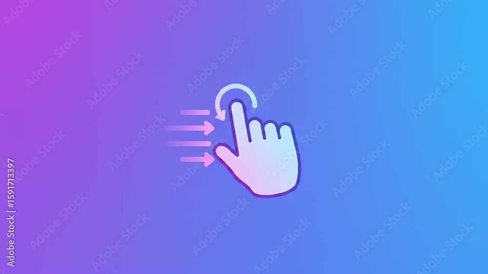 Interactive hand gesture icon indicating a swipe action on a vibrant gradient background