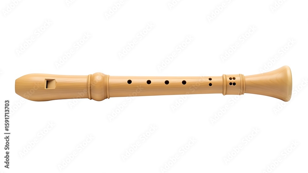 Naklejka premium Isolated recorder flute musical instrument woodwind instrument for music education and performance on transparent background