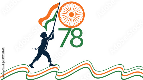 Indian flag raising celebration illustration