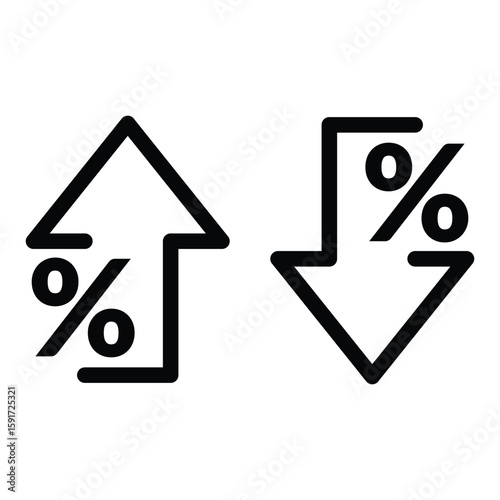 percentage icon up down arrow direction