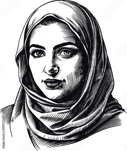 Muslim Woman Portrait Vector
