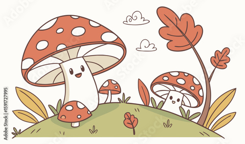mushrooms in the grass