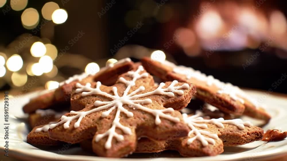 Christmas gingerbread cookies stacked on a plate