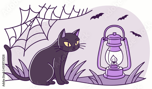 cat with lantern 