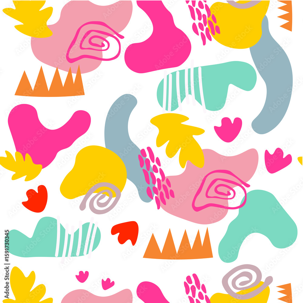 Naklejka premium Retro Memphis Doodle Pattern – Bright Colors