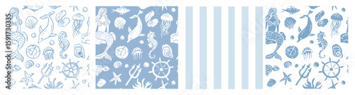 Hand drawn nautical backgrounds collection